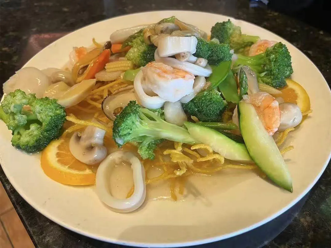 Seafood Chow Mein at Lin's Asian Cafe, Asian Restaurant in Greer